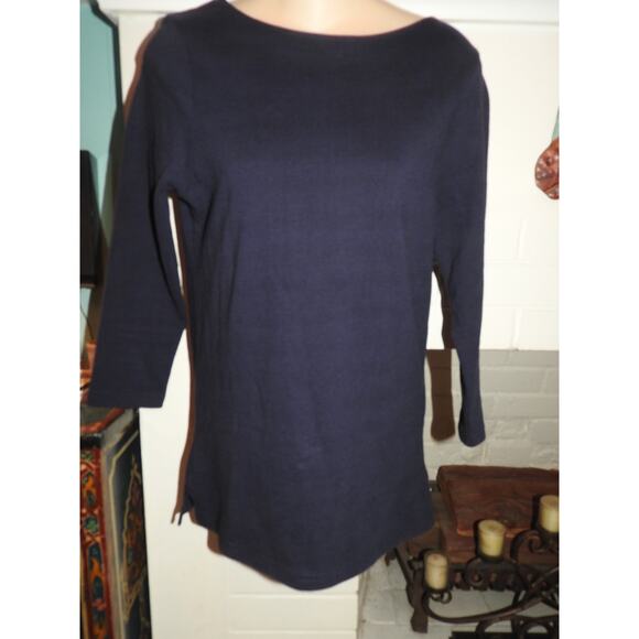 APIECE APART NAVY COTTON BOATNECK 3/4 SLEEVE TEE XS - Picture 3 of 4